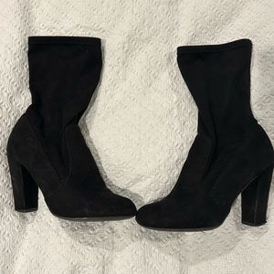 Faux suede heeled booties